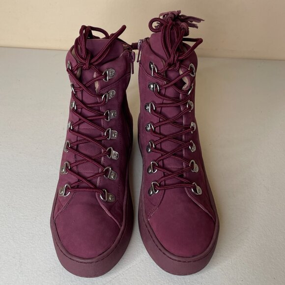 Aerosoles Nubuck Leather Wine Purple Ankle Boots Size 7 - Picture 7 of 16